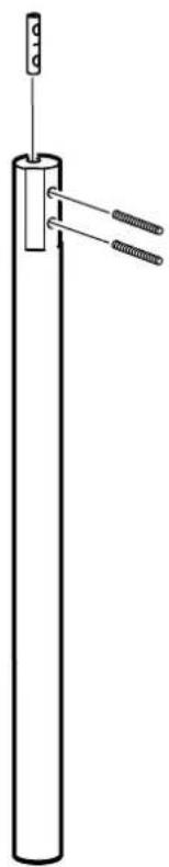 Simple line drawing of a vertical cylindrical object with two side connectors and a top-mounted sensor (no text or symbols)