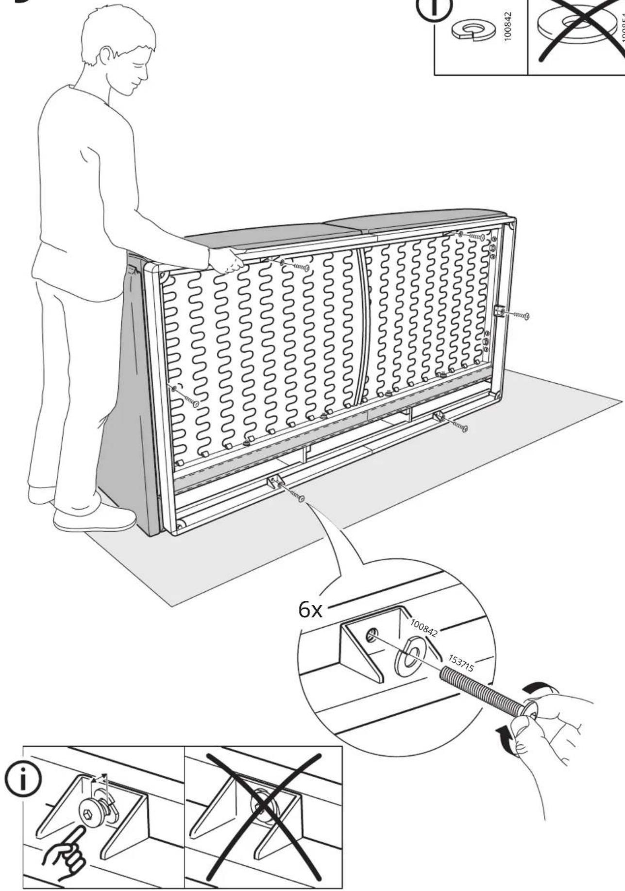 Technical diagram illustrating a mechanical assembly with labeled parts and a magnified view of the component being threaded.