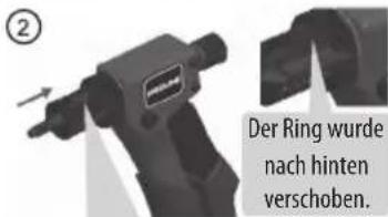 ② Der Ring wurde nach hinten verschoben.
