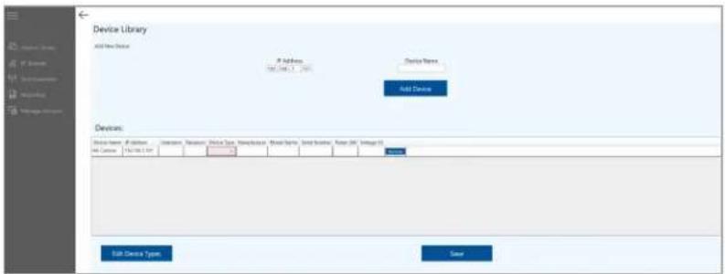 Device Library Add New Device P Address Add Code 1 - 2007 Device Name: Add Device Devices: Device Name: P Address Add Code: 156.08.1.997 Add Type: Personal Add Type: Personal Model Type: Model Number Save (OK) / Save (R) Edit Device Type Save