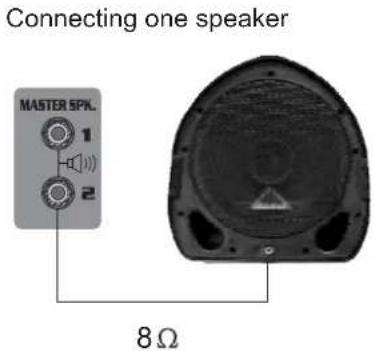 Connecting one speaker MASTER SPK. 1 2 8 Ω