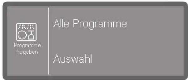 Programme freigeben Alle Programme Auswahl