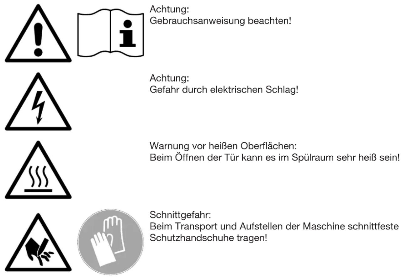 MIELE PFD 401 DOS - Am Geschirrspüler angebrachte Warnzeichen und Symbole - 1