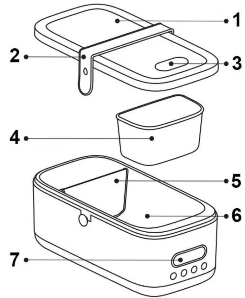 Diagram of a multi-step appliance with numbered parts for identification