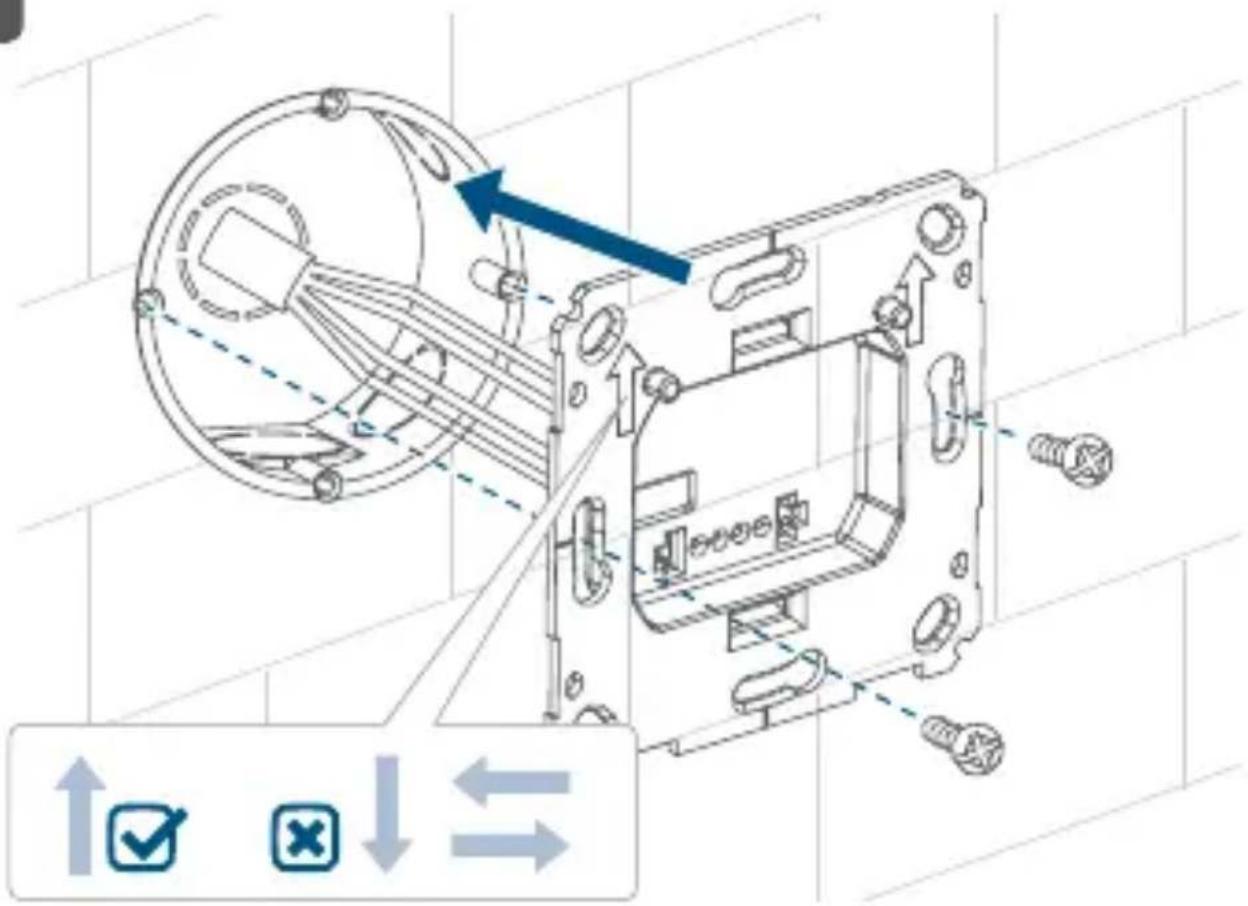 Technical diagram of an electrical switchgear assembly with directional arrows and check/cancel icons indicating action buttons.