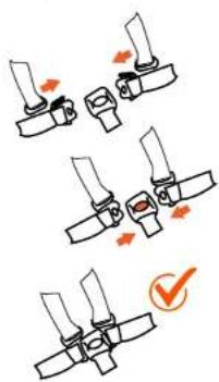 Diagram illustrating mechanical assembly steps with arrows and a checkmark indicating selection or confirmation.