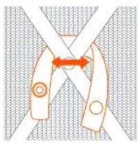 Diagram of a mechanical clamp or bracket with an orange arrow indicating a joint or connection point (no text or symbols present)