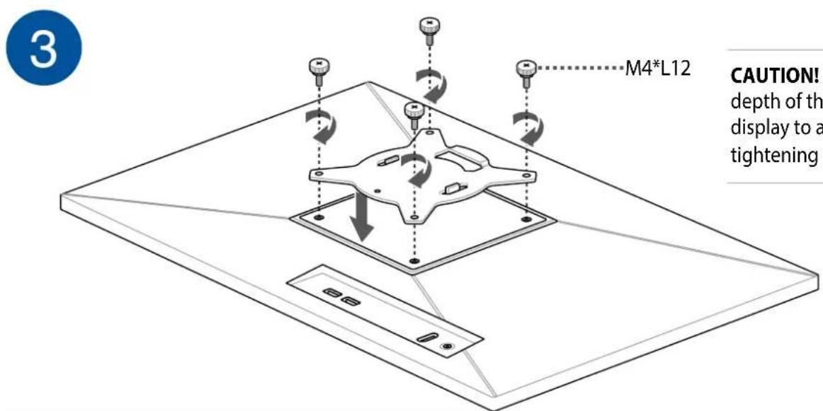 3 M4*L12 CAUTION! depth of th display to a tightening