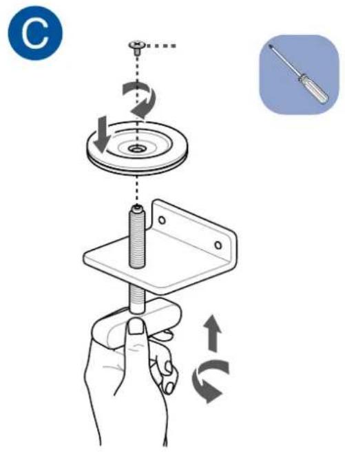Diagram illustrating a mechanical assembly with labeled components and directional arrows indicating motion or rotation.