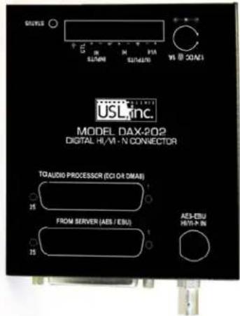SILVLS SILVLS M M M M M M M M M M M M M M M USL,Inc. MODEL DAX-202 DIGITAL H1/V1 -N CONNECTOR TO AUDIO PROCESSOR (DCI OR DMAB) FROM SERVER (AES / EBU) AES-EBU H1V5-P-IN