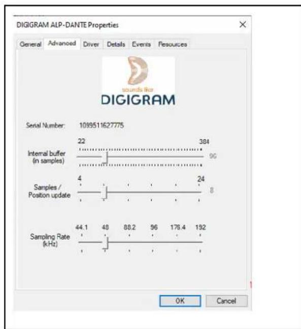 Digigram ALP-DANTE-LE - 7.5Adjustingtheinternallatencyofthecard - 2