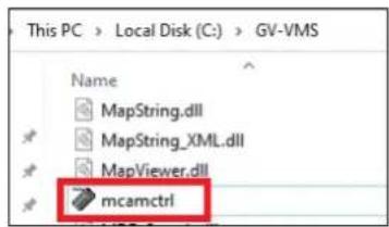 This PC > Local Disk (C:) > GV-VMS Name MapString.dll MapString_XML.dll MapViewer.dll mcamctrl