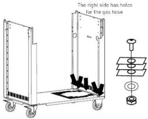 The right side has holes for the gas hose