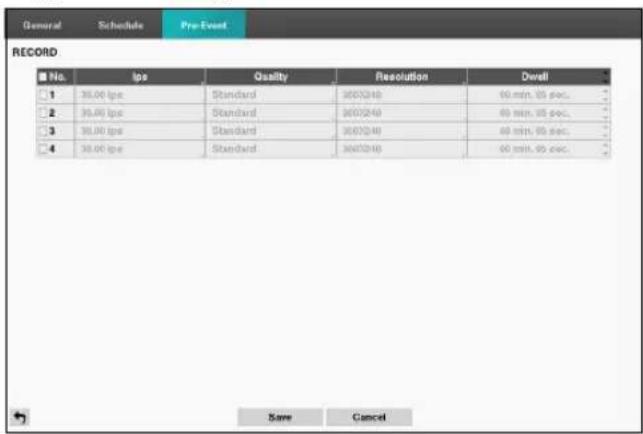 RECORD No. Ips Quality Resolution Dwell 1 30.00 lps Standard 30/02/40 60 min, 65 sec. 2 30.00 lps Standard 30/02/40 60 min, 65 sec. 3 30.00 lps Standard 30/02/40 60 min, 65 sec. 4 30.00 lps Standard 30/02/40 60 min, 65 sec. Save Cancel