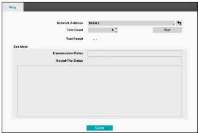 Ping Network Address 10.3.0.1 Test Count 5 Run Test Result ... See More Transmission Status Round-Trip Status Close