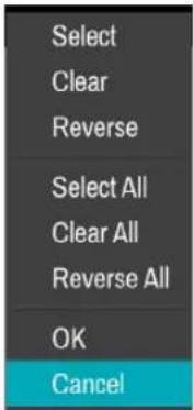 Select Clear Reverse Select All Clear All Reverse All OK Cancel
