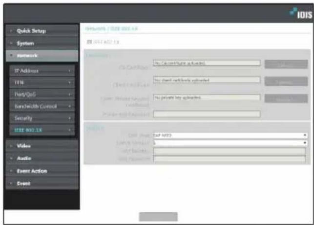 Quick Setup System Network IP Address TEN Party/QoS Band/Switch Control Security IEEE 002.16 Video Audio Event Action Event IDIS / USB 002.16 Event Type: USB 002.16 On Code Options: On Code Configuration applied: On Code Required: On Code not clearly applied: On Code not necessary: No Private Key Application: No Private Key Application: OK Cancel OK OK OK OK OK OK OK OK OK OK OK OK OK OK OK OK