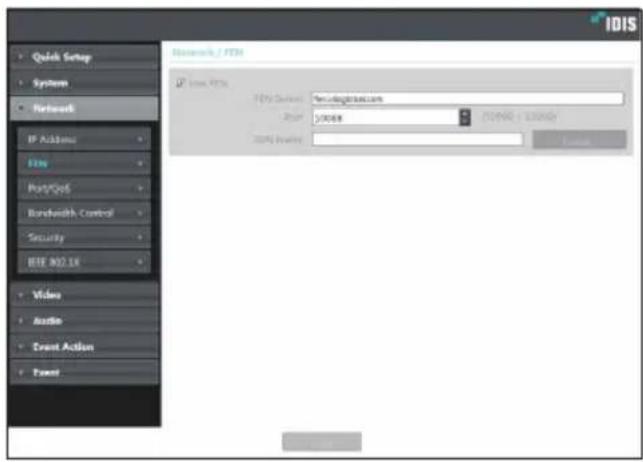 Quick Setup System Network IP Address Size Port/God Borewidth Control Security BEE 802.16 Video Audio Event Action Parent Networks / FTR 1mm FTR FTR Select: Pseudogranisms Port: 50000 TCP Rate: (TCP) + 100000 Cancel