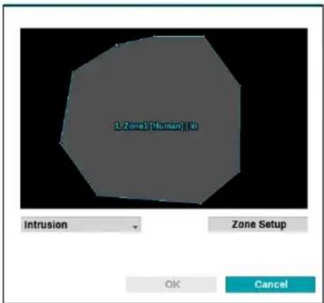 L-Zone1(Human) No Intrusion Zone Setup OK Cancel