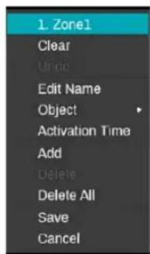 1. Zone1 Clear Undo Edit Name Object Activation Time Add Delete Delete All Save Cancel