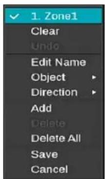 1. Zone1 Clear Undo Edit Name Object Direction Add Delete Delete All Save Cancel