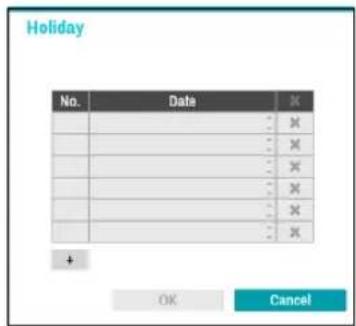 Holiday No. Data % + OK Cancel