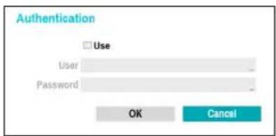 Authentication Use User Password OK Cancel