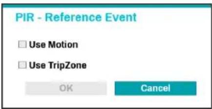 PIR - Reference Event □ Use Motion □ Use TripZone OK Cancel