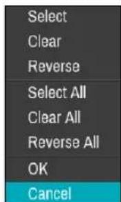 Select Clear Reverse Select All Clear All Reverse All OK Cancel