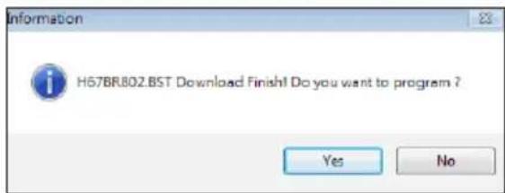 H678R802.BST Download Finish! Do you want to program ? Yes No