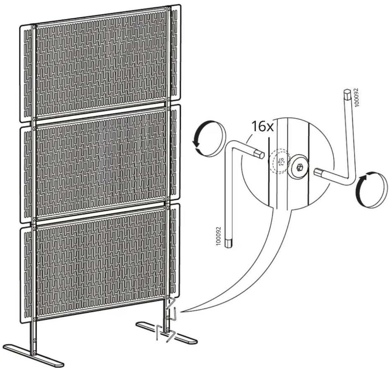 Technical diagram of a solar panel installation with labeled components and dimensions
