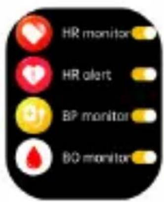 HR monitor HR alert BP monitor BO monitor