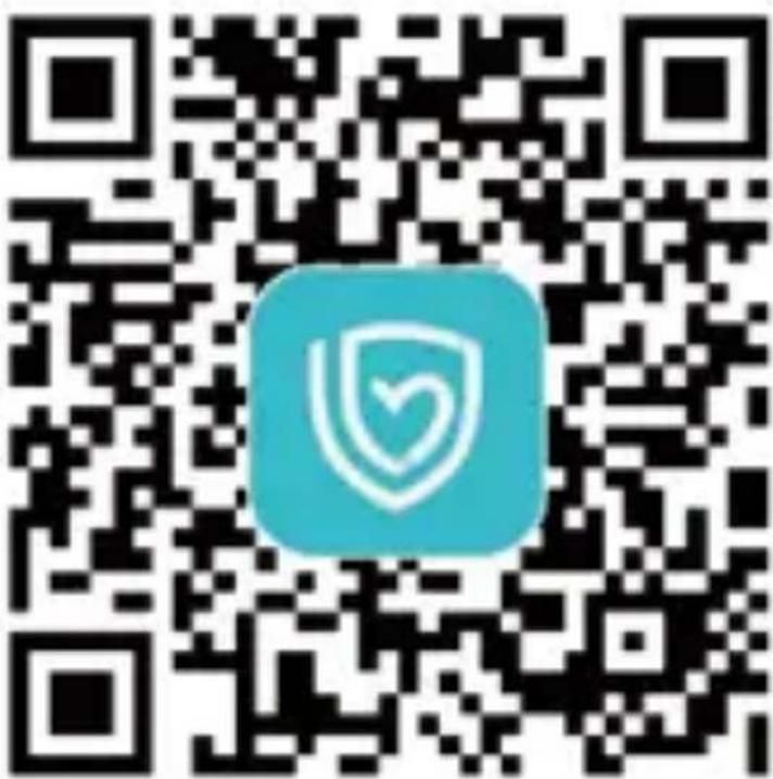 QR code with a blue shield logo in the center, likely linking to a digital service or app.