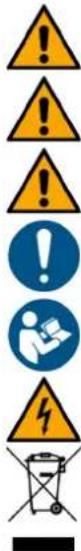 Warning symbols including warning signs, warning exclamation, and safety icons with Chinese labels