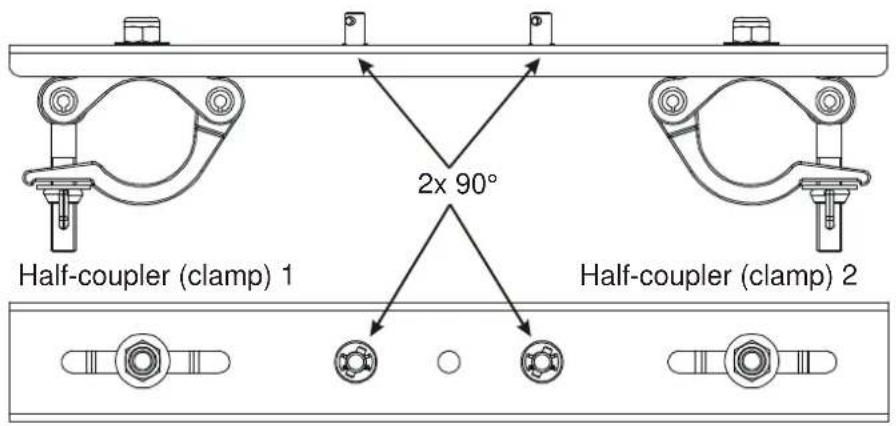 2x 90° Half-coupler (clamp) 1 Half-coupler (clamp) 2