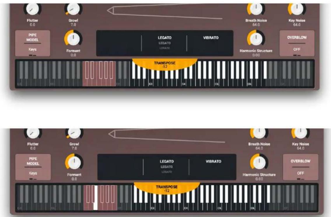 Flutter 0.0 Growl 7.0 PIPE MODEL Keys 1 Formant 0.0 LEGATO LEGATO LIGATO VIBRATO Breath Noise 64.0 Key Noise 64.0 OVERBLOW OFF C3 C2 D4 C5 C6 C7 TRANPOSE -12 C3 C4 C5 C6 C7 FUTTER 0.0 Growl 7.0 PIPE MODEL Keys 1 Formant 0.0 LEGATO LEGATO LIGATO VIBRATO Breath Noise 64.0 Key Noise 64.0 PHIANO STRUCTURE 0.00 OVERBLOW OFF C3 C4 C5 C6