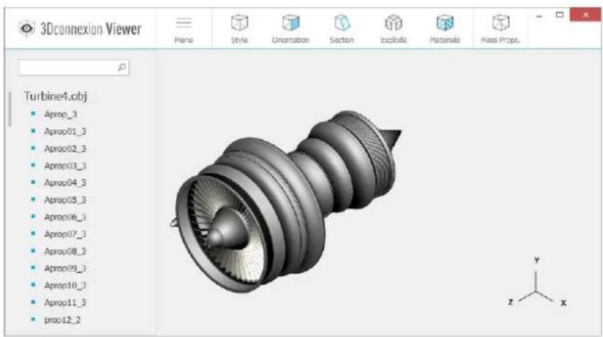 3Dconnexion Viewer Menu Style Orientation Section Explode Materials Mass Props. Turbine4.obj Aprop_3 Aprop01_3 Aprop02_3 Aprop03_3 Aprop04_3 Aprop05_3 Aprop06_3 Aprop07_3 Aprop08_3 Aprop09_3 Aprop10_3 Aprop11_3 proc12_2