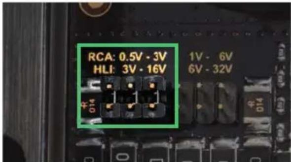 RCA: 0.5V - 3V HLI: 3V - 16V 1V - 6V 6V - 32V