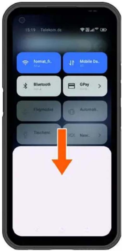 15:19 Telekom.de format_fr. Bluetooth Flagmodias Taschemi. Mobile Da... GPay Automati... Near...