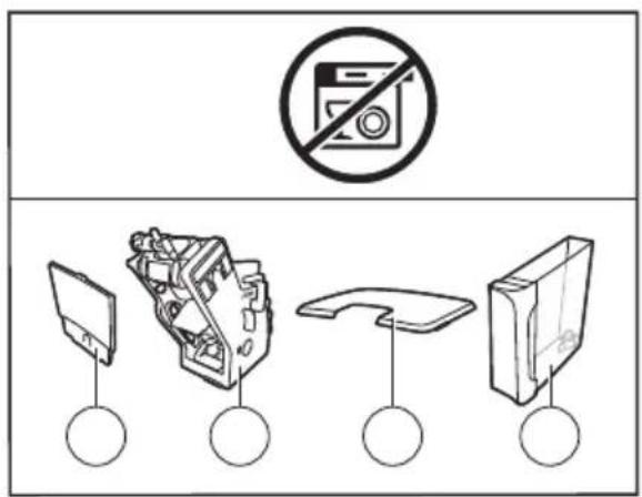 Diagram illustrating four types of electronic devices with a prohibition symbol, showing internal components and connection points.