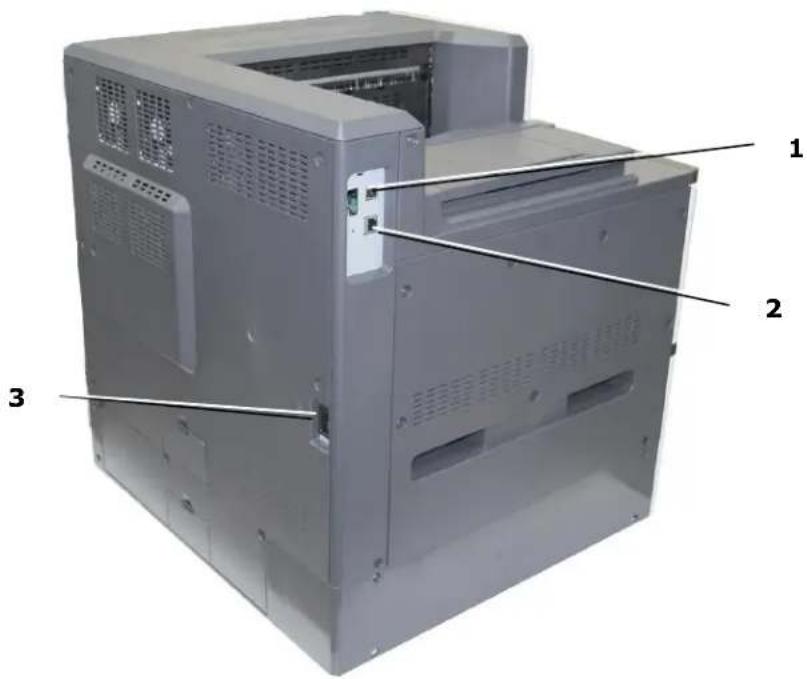 Diagram of a computer tower case with numbered annotations pointing to internal components
