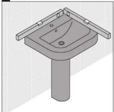 Isometric illustration of a square sink with a cylindrical base and adjustable arm (no text or symbols)