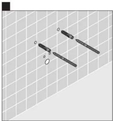Diagram of two elongated objects on a grid background, no text or symbols present