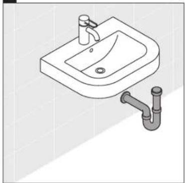 Isometric line drawing of a bathroom sink and pipe branch (no text or symbols)