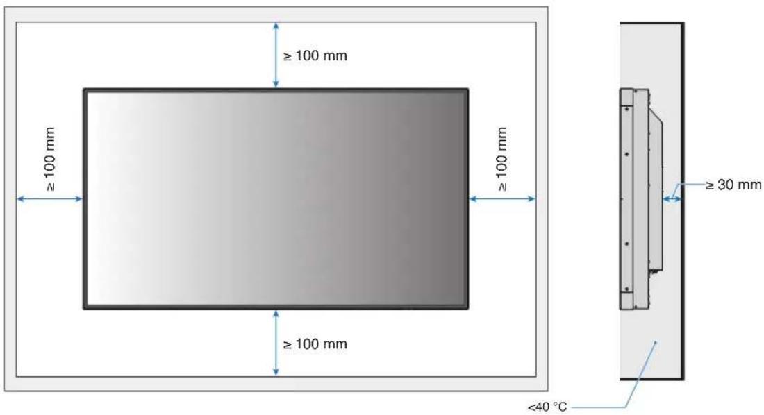 ≥ 100 mm ≥ 100 mm ≥ 100 mm ≥ 30 mm ≤40 °C