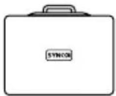 Simple line drawing of a white briefcase with a handle and 'SYNC01' label (no additional text or symbols)
