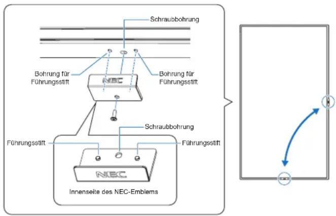 NEC MultiSync M551-2 - Wechseln der Position des Emblems - 1