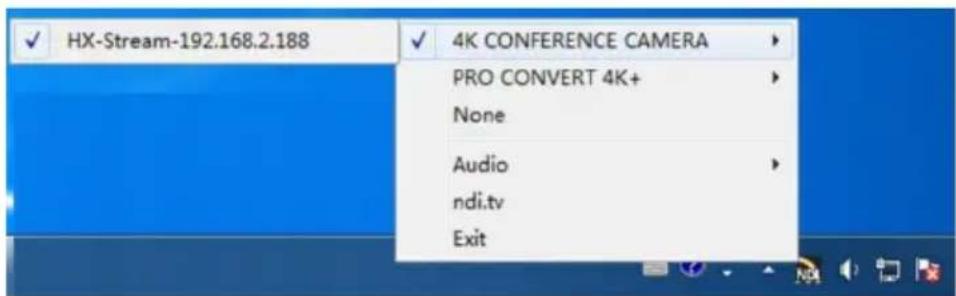 HX-Stream-192.168.2.188 ✓ 4K CONFERENCE CAMERA PRO CONVERT 4K+ None Audio ndi.tv Exit