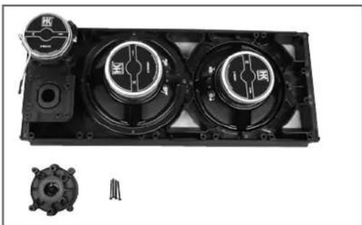 Black-and-white photo of a mechanical fan assembly with three circular components and a separate disassembled component (no visible text or symbols)