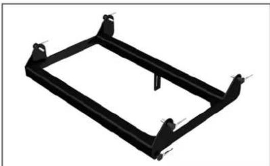 3D rendering of a black rectangular frame with mounting brackets and a central vertical slot (no text or symbols)